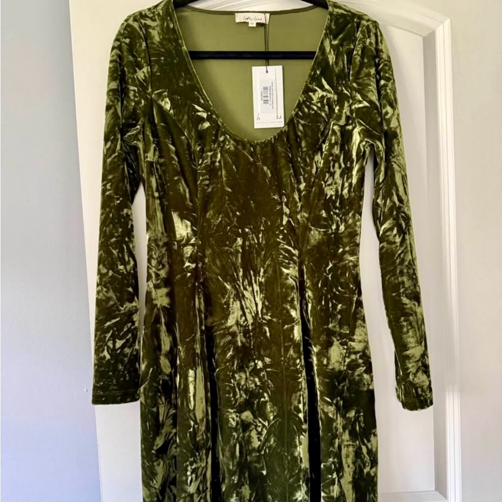 Olive Green Velvet Dress
